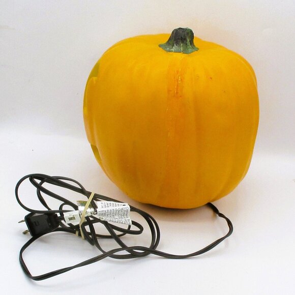 Vtg Electric Jack-O-Lantern Pumpkin Light-Up Halloween Decor 10" - Picture 3 of 4